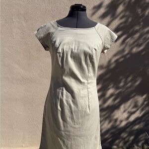 Elegant Beige Cap Sleeve Dress